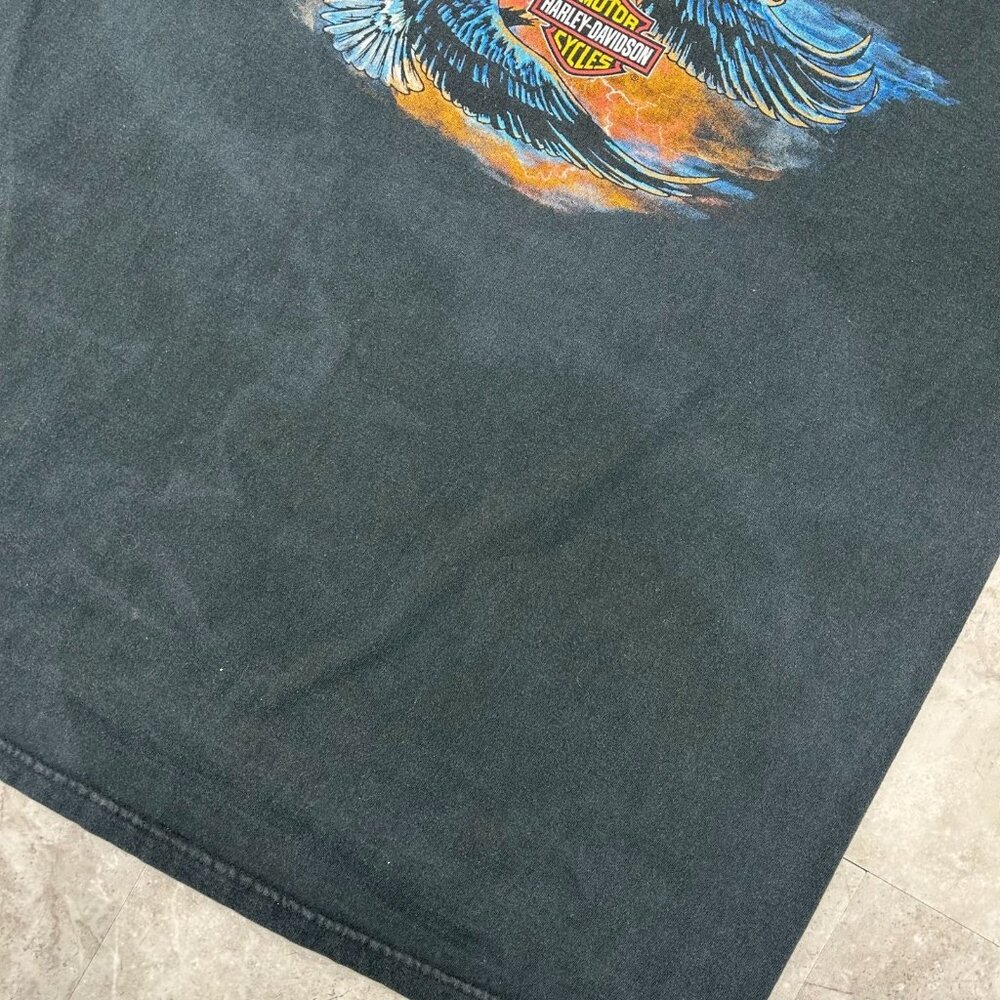 Vintage Harley Davidson Graphic‎ Tee Mens XL Eagle Lightning Distressed Black - Picture 6 of 9